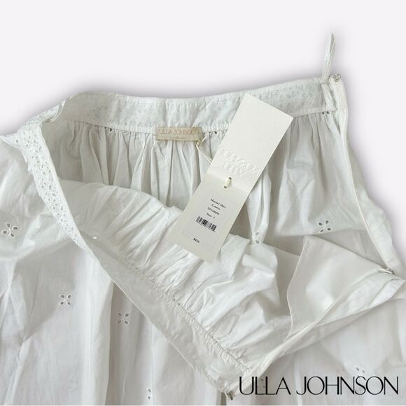 Ulla Johnson **NWT** Marisol Eyelet A Line Cotton Midi Skirt in Cowrie White - Picture 14 of 15